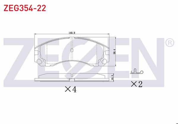 ZEGEN ZEG354-22 | Fren Balata Ön Ikazlı Mitsubishi Outlander I 2.0 2001-2006 / Outlander I 2.0 T 2001-2006 / Outlander I 2.0 Dı-D 2006-2012