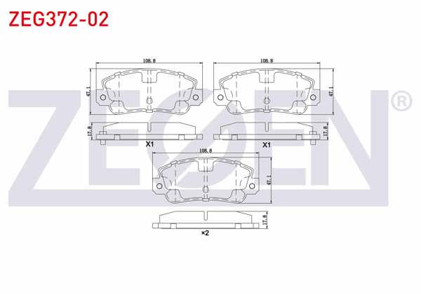 ZEGEN ZEG372-02 | Fren Balata Ön Fiat Uno 60 1.1 1983-1996 / Seat Ibiza I (021A) 1.2 1984-1993 / Ibiza I (021A) 1.5 1984-1993