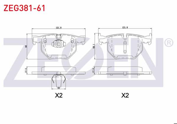 ZEGEN ZEG381-61 | Fren Balata Arka BMW X5 (E70) 3.0 Sı 2007-2012 / (E70) 3.0 D 2007-2012 / (E70) 4.8İ 2007-2012 / (E70) 4.4İ 2007-2012 / (E70) 3.5 Xd 2007-2012