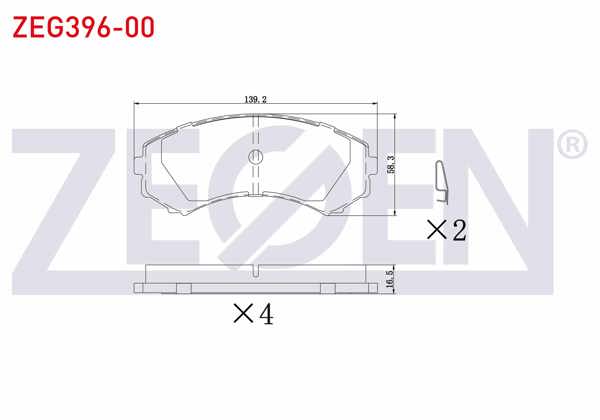 ZEGEN ZEG396-00 | Fren Balata Ön Mitsubishi (V7w,V6w) 3.2 Dı-D 2000-2007 / Pajero III 2.5 TDI 2000-2007 / Pajero III 3.5 GDI 2000-2007 / Mazda E 2200 (Sr2) 2.2 D 1984-2004