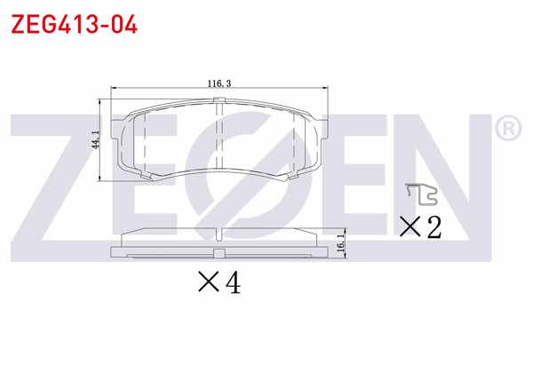 ZEGEN ZEG413-04 | Fren Balata Arka Toyota Land Cruiser 90 (_J9_) 3.0 D 1996-2002 / 3.0 D-4D 1996-2002 / 3.0 TD 1996-2002 / Mitsubishi Pajero IV (V8w,V9w) 3.2 TD 2007-/ 3.2 Dı-D 2007-/ 3.8 V6 2007 -