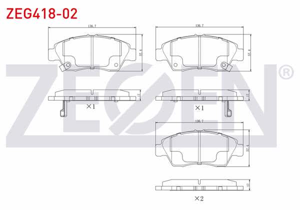 ZEGEN ZEG418-02 | Fren Balata Ön Ikazlı Honda Civic VI 1.6İ 1995-2001 / Civic VI 1.5İ 1995-2001 / Civic VI 1.6 I-Vtec 1995-2001