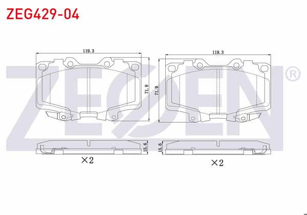 ZEGEN ZEG429-04 | Fren Balata Ön Ikazlı Toyota Hı-Lux Pick Up 2.5 D 1983-2005 / 2.5 D-4D 1983-2005 / Land Cruiser (_J7_) 2.4İ 1984-1996 / Land Cruiser 90 (_J9_) 3.0 TD 1996-2002 / 3.0 D 1996-2002 / 3.0 D-4D 1996-2002