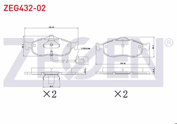 ZEGEN ZEG432-02 | Fren Balata Ön Fişli Ford Mondeo II 1.6İ 16V 1996-2000 / Mondeo II 1.8İ 16V 1996-2000 / Mondeo II 2.0İ 16V 1996-2000