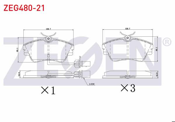 ZEGEN ZEG480-21 | Fren Balata Ön Fişli Volkswagen Transporter IV (70Xb,70Xc,7Db,7Dw) 2.5 D 1990-2003 / Transporter IV (70Xb,70Xc,7Db,7Dw) 2.5 TDI 1990-2003
