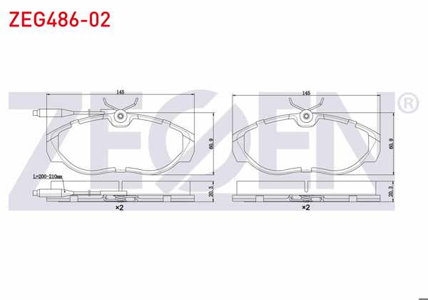 ZEGEN ZEG486-02 | Fren Balata Ön Fişli Fiat Ducato 2.5 D 1994-2002 / Ducato 2.0 JTD 1994-2002 / Ducato 2.8 JTD 1994-2002 / Boxer I 2.5 D 1994-2002 / Jumper I 2.8 TDI 1994-2002 / Jumper I 2.5 D 1994-2002