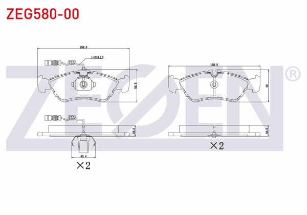 ZEGEN ZEG580-00 | Fren Balata Arka Fişli Sprinter 3T (903) 313 CDI 1995-2006 / (903) 310 D 1995-2006 / (903) 308 D 1995-2006 / (903) 312 D 1995-2006 / VW Lt 28-35 II 2.5 TDI 1996-2006 / Lt 46 (2Dm-2Dx0fe) 2.5 TDI 1996-2006