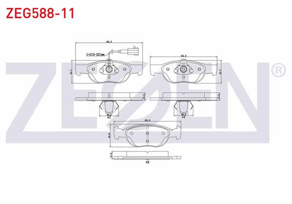 ZEGEN ZEG588-11 | Fren Balata Ön Fişli Fiat Marea (185) 1.4İ 1996-2007 / 1.6İ 16V 1996-2007 / 1.9 JTD 1996-2007 / Brava (182) 1.6 16V 1995-2002 / 1.6 16V 1995-2004 / Bravo (182) 1.6 Mjt 1995-2004 / 1.9 Mjt 1995-2004