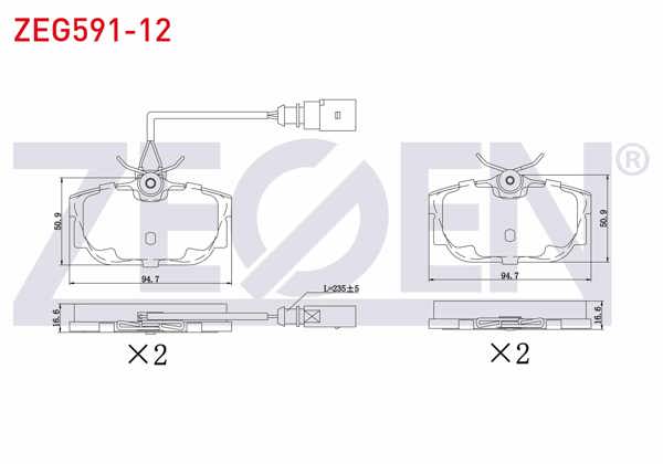ZEGEN ZEG591-12 | Fren Balata Arka Fişli Volkswagen Transporter IV (70Xb,70Xc,7Db,7Dw) 2.4 D 1990-2003 / Transporter IV (70Xb,70Xc,7Db,7Dw) 2.5 TDI 1990-2003 / Ford Galaxy (Wgr) 1.9 TDI 1995-2006