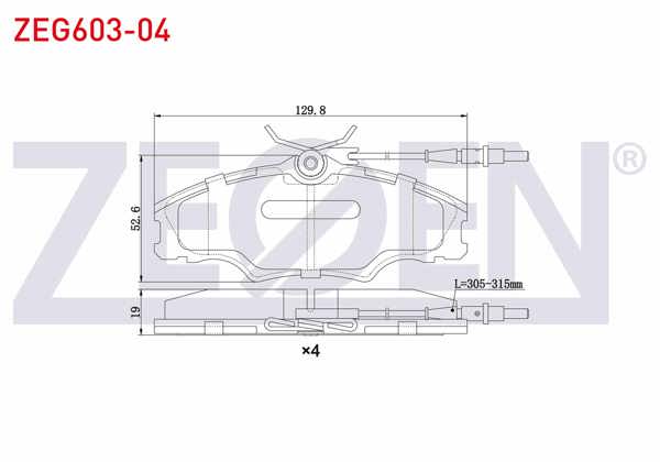 ZEGEN ZEG603-04 | Fren Balata Ön Fişli Peugeot 406 (8B) 2.0 HDI 14 Jant 1995-2004 / 406 (8B) 2.0İ 1995-2004 / Expert (222,223,224) 2.0 JTD 1996-2006