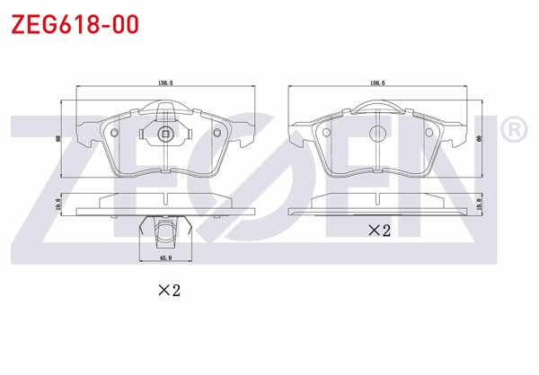 ZEGEN ZEG618-00 | Fren Balata Ön Volkswagen Transporter IV (70Xb,70Xc,7Db,7Dw) 2.5 TDI 1990-2003