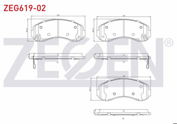 ZEGEN ZEG619-02 | Fren Balata Ön Ikazlı Kia K2500 2.5 D 2003-/ Bongo K2500 2.4 D 2003-/ Bongo K2500 2.5 Tcı 2003 -