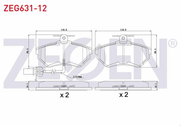 ZEGEN ZEG631-12 | Fren Balata Ön Fişli VW Passat 1.6 1996-2000 / Passat 1.9 TDI 1996-2000 / Passat 1.8 T 1996-2000 / Audi A4 1.8 T 2004-2008 / A4 1.9 TDI 2004-2008 / A4 2.0 TFSI 2004-2008 / A4 2.0 TDI 2004-2008