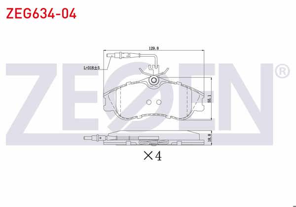 ZEGEN ZEG634-04 | Fren Balata Ön Fişli Peugeot Partner 1.9 D 1996-2008 / Partner 2.0 HDI 1996-2008 / 306 1.6İ 1993-2002 / 306 1.8İ 1993-2002 / Berlingo 1.9 D 1996-2008 /