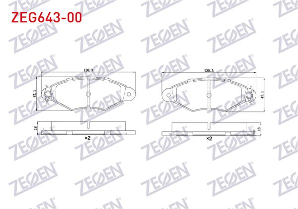 ZEGEN ZEG643-00 | Fren Balata Ön Renault Kangoo (Kc0 / 1) 1.5 DCI 1998-2008 / Kangoo (Kc0 / 1) 1.9 D 1998-2008 / Citroen Xsara (N1) 1.6 1997-2005