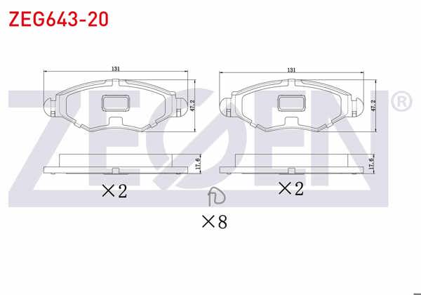 ZEGEN ZEG643-20 | Fren Balata Ön Peugeot 206 (2A / C) 1.4İ 16V 1998-2006 / 206 (2A / C) 1.4 HDI 1998-2006 / 206 (2A / C) 1.6İ 16V 1998-2006