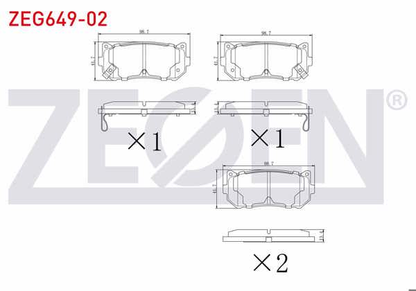 ZEGEN ZEG649-02 | Fren Balata Arka Ikazlı Kia Carens II 1.6İ 2002-2006 / Carens II 2.0 CRDI 2002-2006 / Carens II 1.8İ 2002-2006 / Shuma I (Fb) 1.6İ 1997-2001 / Clarus 2.0İ 16V 1996 -