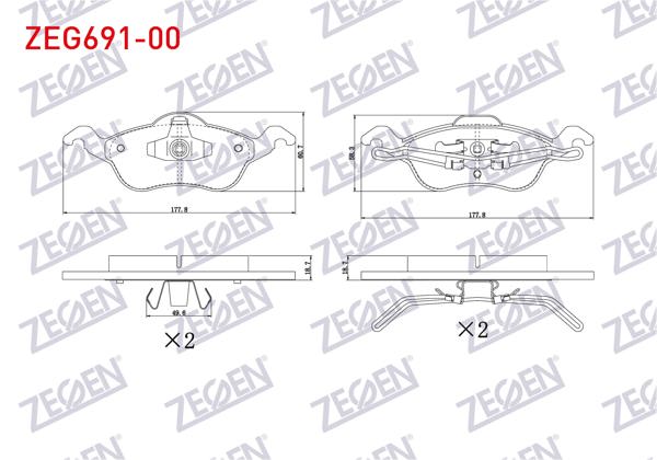 ZEGEN ZEG691-00 | Fren Balata Ön Ford Focus I 1.6İ 16V 1998-2004 / Focus I 1.8İ 16V 1998-2004 / Focus I 1.8 TDCI 1998-2004 / Focus I 1.6 TDCI 1998-2004 / Focus I 1.4İ 16V 1998-2004 / Focus I 2.0İ 16V 1998-2004