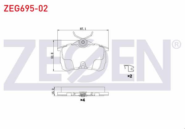 ZEGEN ZEG695-02 | Fren Balata Arka Honda Accord VII (Cl) 1.6İ 16V 2003-2008 / Accord VII (Cl) 2.0 16V 2003-2008