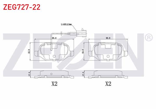 ZEGEN ZEG727-22 | Fren Balata Arka Çift Fişli Fiat Linea (323) 1.6 Mjt 2010-/ Linea (323) 1.4 2010 -