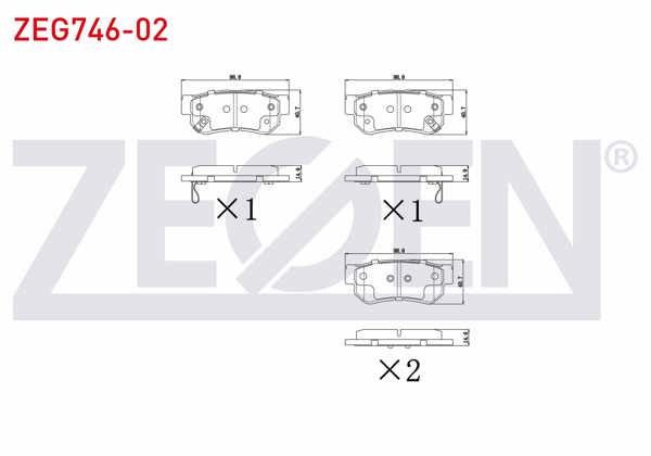 ZEGEN ZEG746-02 | Fren Balata Arka Ikazlı Hyundai Getz 1.3İ 2002-2008 / 1.4İ 2002-2008 / 1.5 CRDI 2002-2008 / Sonata IV 2.0İ 2001-2004 / Tucson 2.0 CRDI 2004-2010 / Sportage 2.0 CRDI 2004-2010 / Kia Magentis 2.0 CRDI 2005 -