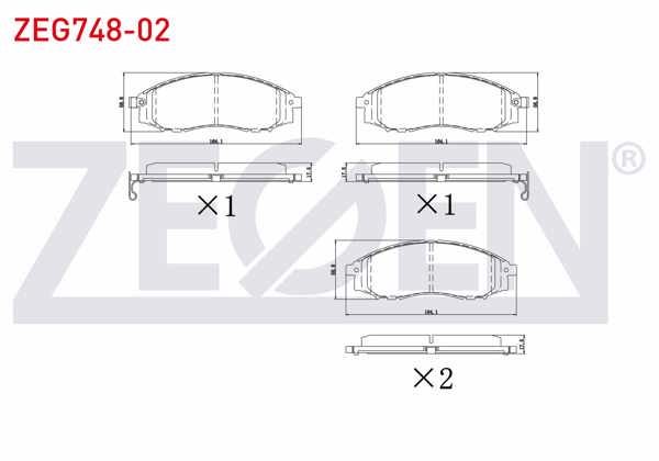 ZEGEN ZEG748-02 | Fren Balata Ön Ikazlı Nissan Pick Up (D22) 2.5 Dı 4Wd 1998-/ Np300 Skystar 2.5 DCI 2008-/ Skystar 2.5 D 1998-2002 / Skystar 2.4İ 2002-2005