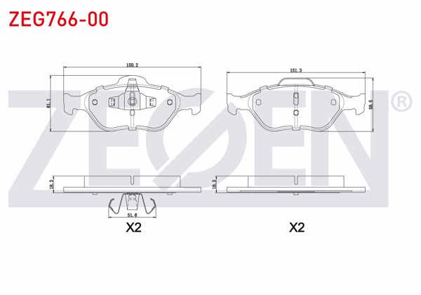 ZEGEN ZEG766-00 | Fren Balata Ön Ford Fiesta V 1.4 TDCI 2001-2008 / 1.6 TDCI 2001-2008 / 1.25İ 2001-2008 / 1.4İ 16V 2001-2008 / Fiesta IV 1.25İ 16V 1996-2002 / 1.4İ 16V 1996-2002 / Ford Ka 1.2 1996-2008 / Ka 1.3 1996-2008