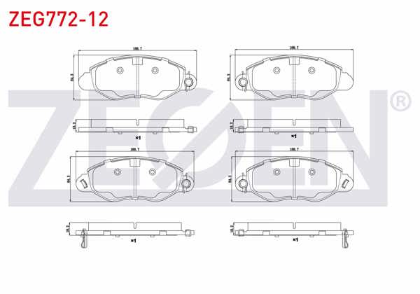 ZEGEN ZEG772-12 | Fren Balata Ön Ikazlı Ford Transit (V184) Onden Çekişli 2.0 TDCI-2.3 16V-2.4 Dı-2.4 TDCI-2.4 Tde 2000-2006