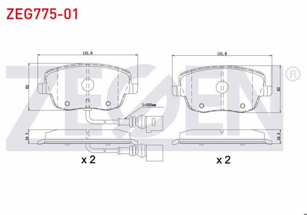 ZEGEN ZEG775-01 | Fren Balata Ön Fişli VW Polo 1.4İ 16V 2001-2012 / 1.4 TDI 2001-2012 / 1.9 TDI 2001-2012 / 1.6İ 16V 2001-2012 / Skoda Fabia (6Y2) 1.4İ 1999-2007 / Fabia II 1.4 2006-2015 / Roomster (5J) 1.4 TDI 2006 -