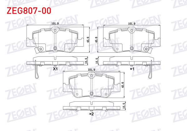 ZEGEN ZEG807-00 | Fren Balata Arka Ikazlı Toyota Corolla 1.4 D 2007-2012 / Corolla 1.4 D-4D 2007-2012 / Corolla 1.33 2007-2012 / Corolla 1.4 Vvt-I 2007-2012 / Auris 1.4 D-4D 2007-2012 / Auris 1.33 Dual-Vvt-I 2007-2012