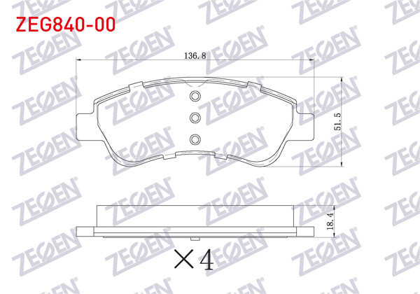 ZEGEN ZEG840-00 | Fren Balata Ön Partner 96-08 / 301 1.6 HDI 12-/ 307 1.4 HDI 00-07 / 206 00-/ 207 05-/ 208 12-/ 2008 I 13-/ Berlingo 1.6 HDI 96-08 / C-Elysee 1.6 HDI 12-/ C4 1.6 HDI 04-09 / C3 II 1.4 HDI 09-16 / Corsa F 1.2 1.5 19 -
