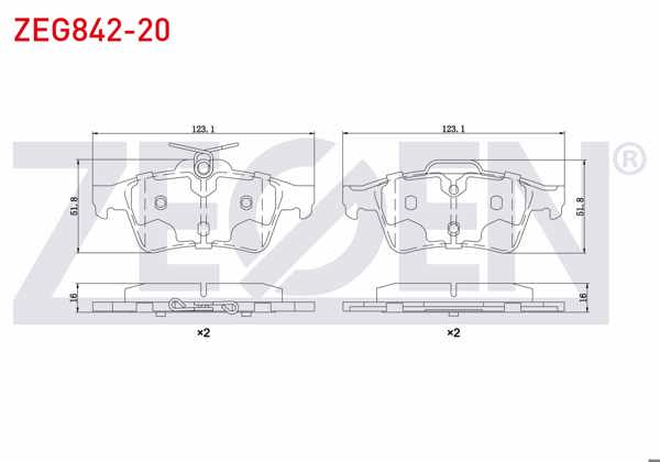 ZEGEN ZEG842-20 | Fren Balata Arka Vectra C 1.6 16V-1.9 CDTI-2.0 Dtı 2002-2008 / Citroen C5 III 1.6 HDI-1.6 Thp 2008-2015 / Peugeot 508 1.6 E-HDI 2010-/ Focus II 1.6 TDCI 2004-2011 / Transit Con. 1.8 TDCI 2002-2013