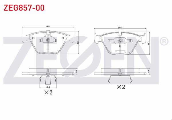 ZEGEN ZEG857-00 | Fren Balata Ön BMW 3 Serisi (E90) 330 Xi 2005-2011 / (E92) Coupe 330 D 2005-2011 / 5 Serisi (E60) 530 D 2003-2010 / X1 (E84) 2.0 D 2011-/ X1 (E84) 1.6İ 2011-/ 7 Serisi (E65) 730 Li 2001-2009