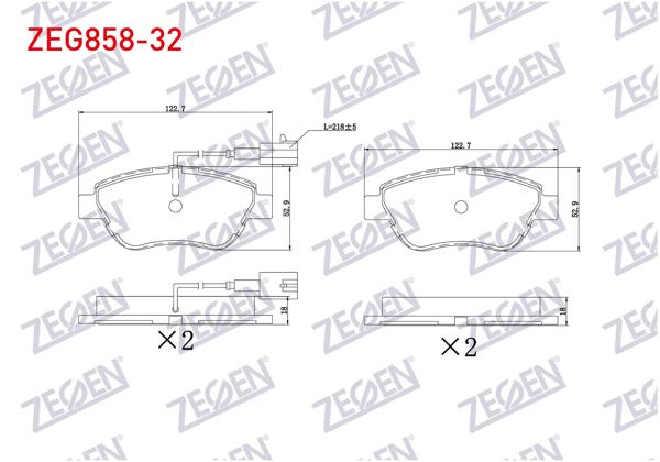 ZEGEN ZEG858-32 | Fren Balata Ön Çift Fişli Fiat Linea 1.4 2010-/ Linea 1.6 Mjt 2010-/ Punto Evo 1.3 Mjt 2009-2012 / Alfa Romeo Mıto 1.6 JTD 2008-/ Mıto 1.4 T 2008-/ Citroen Nemo 1.3 HDI 2007-/ Bipper 1.3 HDI 2008 -