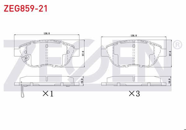 ZEGEN ZEG859-21 | Fren Balata Ön Ikazlı Opel Corsa D 1.3 CDTI 90 Hp 2006-2014 / Corsa D 1.4 90 Hp 2006-2014 / Fiat 500L 1.3 Mjt 2012-/ 500L 1.4 2012-/ Geely Emgrand Ec7 1.5 2010-2014