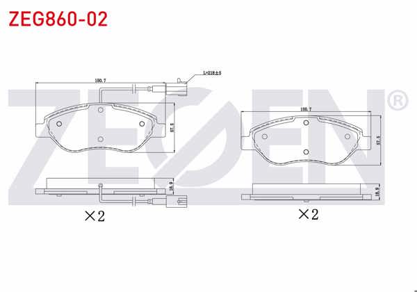 ZEGEN ZEG860-02 | Fren Balata Ön Fişli Fiat Stilo (192) 1.4 16V 2001-2010 / Mıto (955) 1.4 T 2008-/ Mıto (955) 1.3 JTD 2008-/ Mıto (955) 1.6 JTD 2008 -