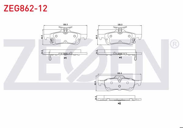 ZEGEN ZEG862-12 | Fren Balata Arka Ikazlı Honda Civic Ix 1.6İ 2012-2016 / Civic Ix 1.6 I-Dtec 2012-2016 / Civic Ix 1.4İ 2012-2016 / Toyota Yaris (P13) 1.4 D-4D 2011-/ Yaris (P13) 1.33 2011-/ Yaris (P13) 1.5 Hybrıd 2011 -