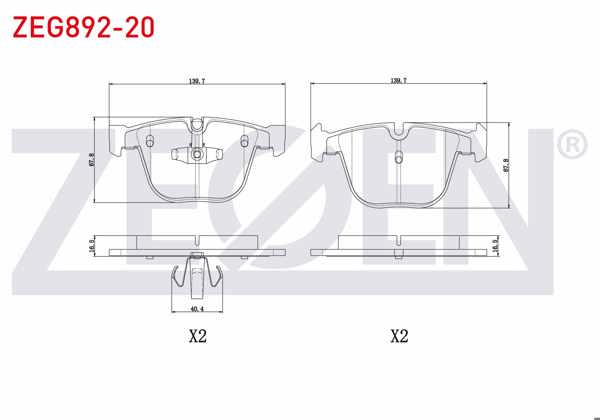 ZEGEN ZEG892-20 | Fren Balata Arka BMW 5 Serisi Gran Turısmo (F07) 520 D 2009-/ (F07) 530 D 2009-/ 7 Serisi (F01,F02,F03,F04) 730 D 2009-/ (F01,F02,F03,F04) 740 D 2009 -