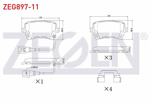 ZEGEN ZEG897-11 | Fren Balata Arka Fişli Volkswagen Transporter V (7Ha,7Hh,7Ea,7Eh) 1.9 TDI 2003-2011 / Transporter V (7Ha,7Hh,7Ea,7Eh) 2.5 TDI 2003-2011
