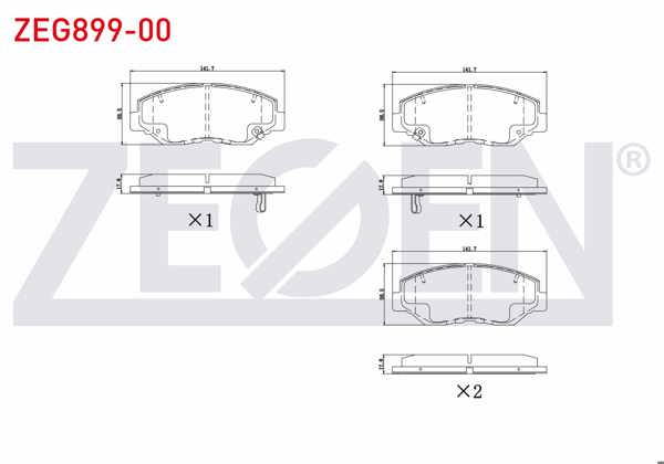 ZEGEN ZEG899-00 | Fren Balata Ön Ikazlı Tel Delikli Honda Civic X (Fc) 1.6İ 2016-/ Cr-V II 2.0İ 2002-2006