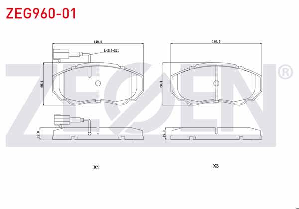 ZEGEN ZEG960-01 | Fren Balata Ön Fişli Fiat Ducato 2.8 TDI 2002-2006 / Ducato 2.3 JTD 2002-2006 / Ducato 2.0 JTD 2002-2006 / Peugeot Boxer II 2.0 HDI 2002-2006 / Citroen Jumper II 1.9 D 2002-2006 / Jumper II 2.8 HDI 2002-2006