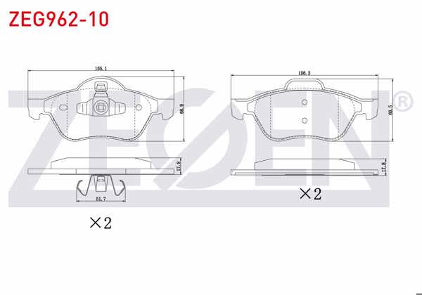 ZEGEN ZEG962-10 | Fren Balata Ön Renault Megane II (Bm0 / 1,Cm0 / 1) 1.5 DCI 2002-2008 / Megane II (Bm0 / 1,Cm0 / 1) 1.9 DCI 2002-2008 / Megane II (Bm0 / 1,Cm0 / 1) 1.6İ 16V 2002-2008