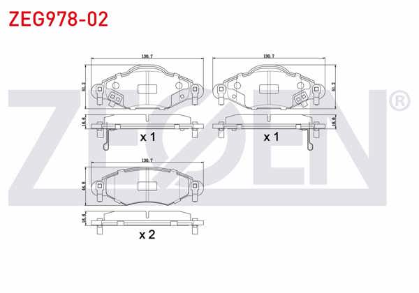 ZEGEN ZEG978-02 | Fren Balata Ön Ikazlı Toyota Yaris 1.5 Vvt-I 1999-2005 / Yaris 1.4 D-4D 1999-2005 / Yaris Verso 1.3 Vvt-I 1999-2005 / Yaris Verso 1.4 D-4D 1999-2005 / Yaris Verso 1.5 Vvt-I 1999-2005