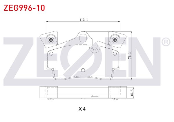 ZEGEN ZEG996-10 | Fren Balata Arka Audi Q7 (4L) 3.0 TDI-4.2 FSI-4.2 TDI 2006-2015 / Porsche Cayenne (955) 3.2-S 4.5İ V8 2002-2010