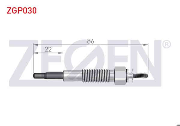 ZEGEN ZGP030 | Kızdırma Buji 10,5V Kia Besta 2.2D 1993-2003 / Mazda E 2200 (Sr2) 2.2D 1984-2004 / Mazda 626 III (Gd) 2.0D 1987-1992 | 10 Adet
