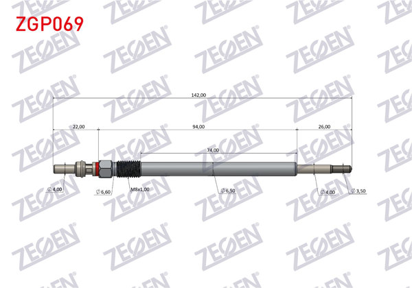 ZEGEN ZGP069 | Kızdırma Buji 5V Ford Focus 1.5 TDCI Euro 6 2017-/ Connect 2017-/ Kuga III 2019-/ Puma 2019-/ Peugeot 2008 / 208 / 3008 II / 301 / 308 II / 5008 | 10 Adet