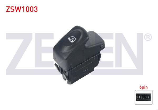 ZEGEN ZSW1003 | Cam Açma Anahtarı Tekli Turuncu Işık 6 Pin Renault Clio II-Kangoo 1998-2008