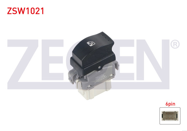 ZEGEN ZSW1021 | Cam Açma Anahtarı Sağ Arka Gri Tekli Turuncu Işık 6 Pin Renault Megane II-Laguna II-Scenic II 2001-2009 / Espace IV 2002