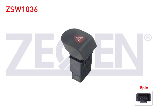 ZEGEN ZSW1036 | Flaşör Anahtarı 8 Pin Kırmızı Işık Renault Kangoo 1998-2008