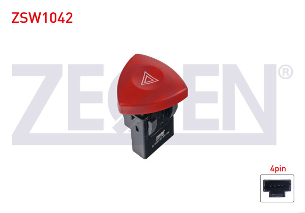 ZEGEN ZSW1042 | Flaşör Anahtarı 4 Pin Kırmızı Işık Renault Master II 1998-2010 / Traffic II 2001-2014 / Laguna II 2001-2007